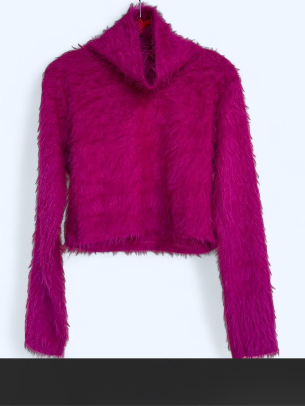 Fuzzy Pink Cropped Sweater